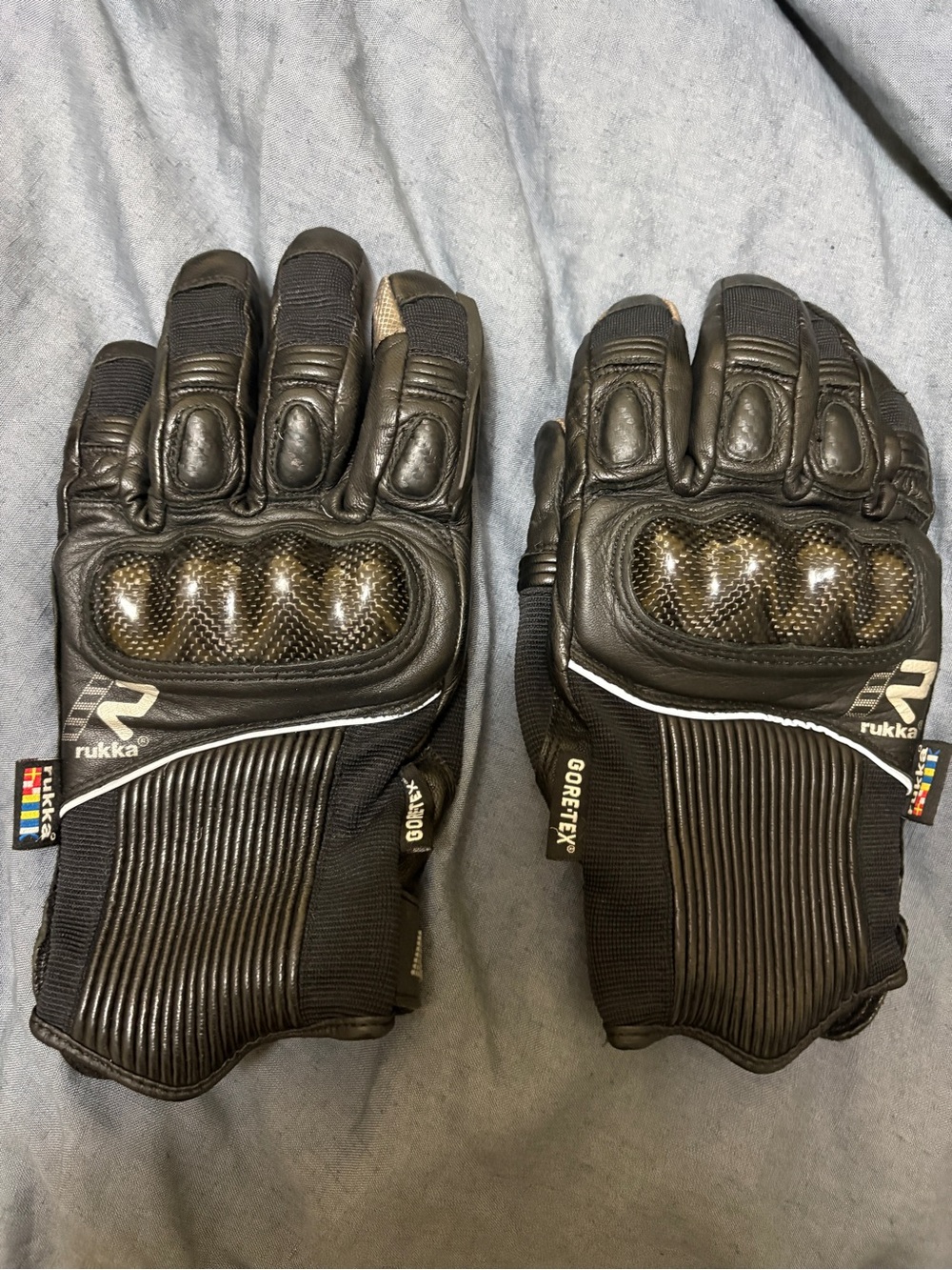 Rukka Black Motorcycle Gloves with Carbon Knuckle Protection
